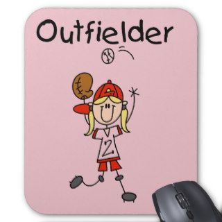 Outfielder Girl Baseball Tshirts and Gifts Mouse Mat