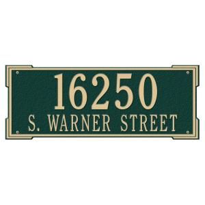 Whitehall Products Rectangular Green/Gold Roanoke Estate Wall Two Line Address Plaque 1020GG
