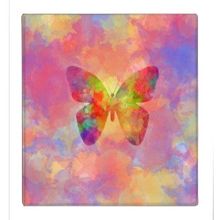 Whimsical Abstract Butterfly Rainbow Watercolor 3 Ring Binder