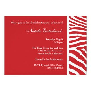 Red Zebra Bachelorette Party Invitation