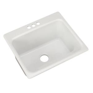 Thermocast Kensington Drop in Acrylic 25x22x12 in. 3 Hole Single Bowl Utility Sink in White 21300