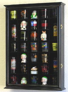 31 Shot Glass Shooter Display Case Holder Cabinet Wall Rack  Black   Wall Mounted Cabinets