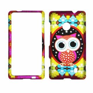 2D Colorful Owl Nokia Lumia 521 Case Cover Hard Case Snap on Cases Rubberized Touch Protector Faceplates Cell Phones & Accessories