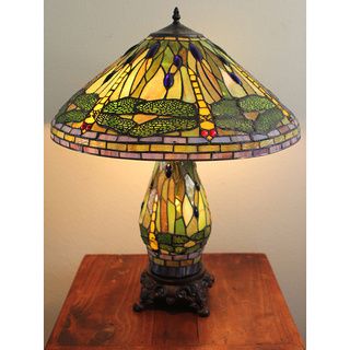 Tiffany style Yellow Dragonfly Table Lamp with Lighted Base Club Clean Tiffany Style