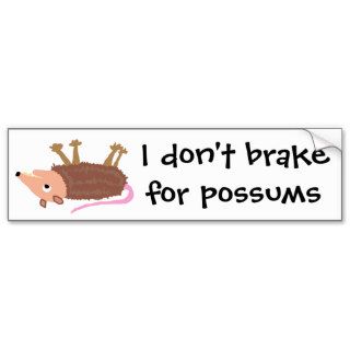 XX  Funny Dead Possum Roadkill Cartoon Bumper Stickers