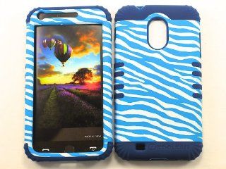 3 IN 1 HYBRID SILICONE COVER FOR SAMSUNG GALAXY S II S2 EPIC 4G TOUCH SPRINT, BOOST, US CELLULAR, VIRGIN MOBILE HARD CASE SOFT DARK BLUE RUBBER SKIN ZEBRA DB TE537 D710 KOOL KASE ROCKER CELL PHONE ACCESSORY EXCLUSIVE BY MANDMWIRELESS Cell Phones & Acc