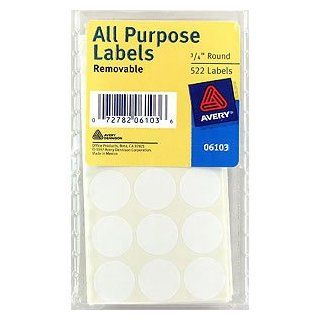 Avery Removable All Purpose Labels, 0.75 Inches, Round, Pack of 522, White (6103)  General Purpose Glues 