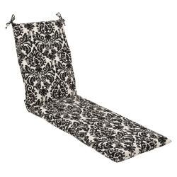 Pillow Perfect Outdoor Black/ Beige Damask Chaise Lounge Cushion Pillow Perfect Outdoor Cushions & Pillows
