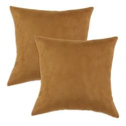 Passion Suede Rust Simply Soft S backed 17x17 Fiber Pillows (Set of 2) Throw Pillows