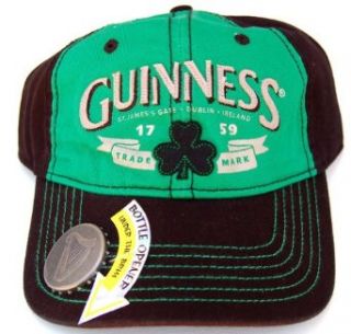 Guinness Stout Distressed Hat Cap w/Bottle Opener On Bill   Kelly Green/Black Clothing