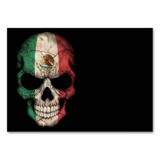 Mexican Flag Skull on Black Business Cards