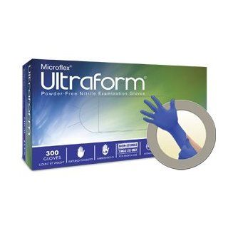 Microflex UF524M Ultraform Powder Free Nitrile Glove Size Medium Box of 300 Non Sterile Disposable Safety Gloves