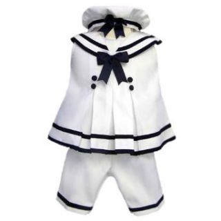 Baby and Toddler Girls Capri Sailor Set 3 Piece Satin with Navy Trim Pants Clothing Sets Clothing