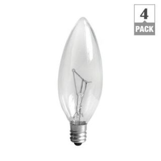 GE 60 Watt Incandescent BC Blunt Tip Decorative Candelabra Base Double Life Crystal Clear Light Bulb (4 Pack) 60BC/2L/CD4 TP12