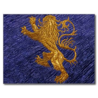 Rampant Lion   gold on blue Postcard