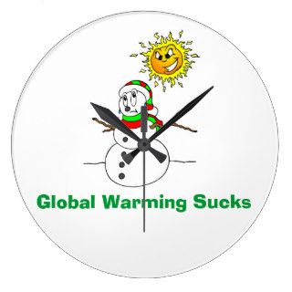 Global Warming Joke Funny Melting Snowman Wall Clocks