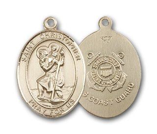 12K Gold Filled St. Christopher Coast Guard Medal Jewelry