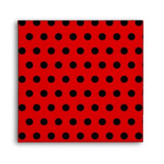 Red and Black Polka Dot Pattern. Spotty. Envelope