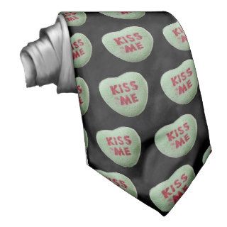 Mint Green Valentine Candy Hearts on Black Tie