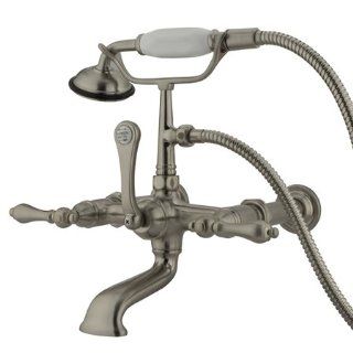 Satin Nickel Wall Mount Clawfoot Tub Filler Faucet w Hand Shower Package CC541T8 CC541T8system   Bathtub Faucets