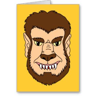 Werewolf Face Brown Card
