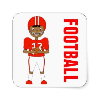 Cute Cartoon American Football Player Red Kit Sticker