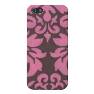 pink and brown damask pattern Case mate Iphone 4 Cover For iPhone 5