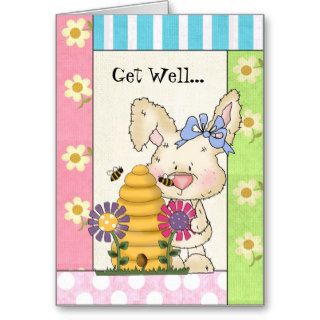 Cartoon Bunny Get Well soon greeting card