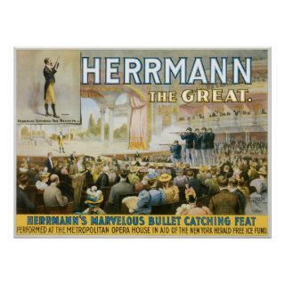 Herrmann The Great ~ Vintage Bullet Catching Act Posters
