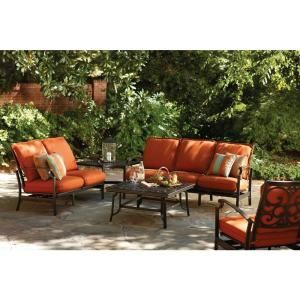 Thomasville Messina 4 Piece Patio Sectional Seating Set with Paprika Cushions DISCONTINUED FG MN4PCSECT CP