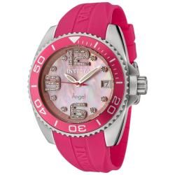 Invicta Women's Angel White Crystal Pink MOP Dial Pink Rubber Watch Invicta Women's Invicta Watches