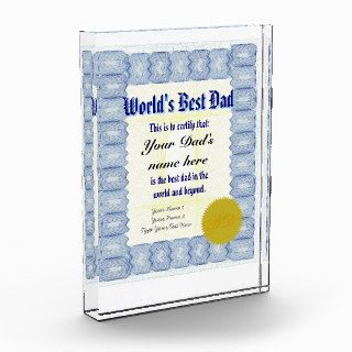 World's Best Dad Certificate Acrylic Award