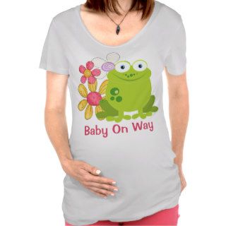 Cute Frog And Flowers Baby On Way Shirts