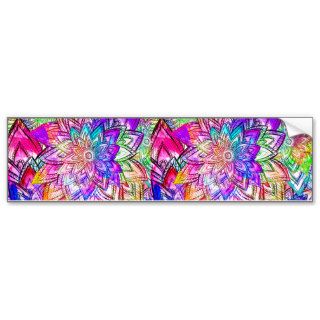 Colorful Vintage Floral Pattern Drawing Watercolor Bumper Stickers