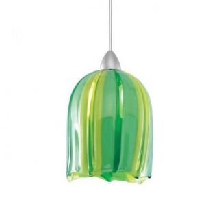 WAC Lighting QP LED530 GR/BN Couture Quick Connect LEDme Pendant with Green Shade and Brushed Nickel Socket Set   Ceiling Pendant Fixtures  
