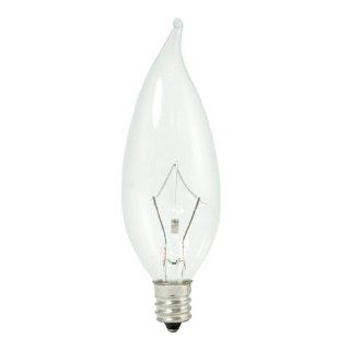Bulbrite KR25CFC/32 10PK 25W Krystal Touch Flame Tip Chandelier Bulb, CA10, Candelabra Base, 10 Pack   Incandescent Bulbs  