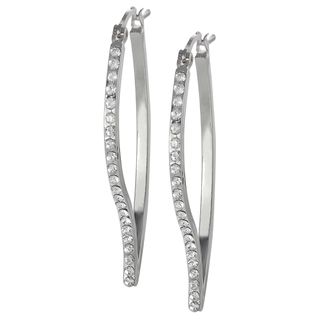Journee Collection Silvertone Base Crystal Curve Earrings Journee Collection Crystal, Glass & Bead Earrings