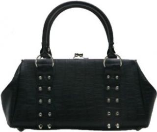 Lux de Ville REBEL Kiss Lock Handbag  Black Crocodile Clothing