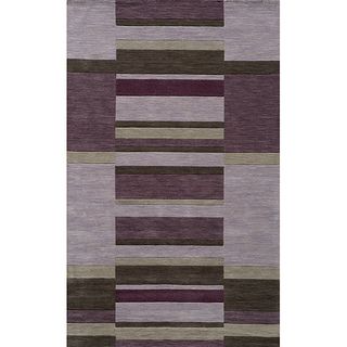 Hand tufted Manhattan Purple Geometric Wool Rug (23 X 39)