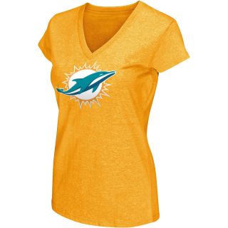 G III Womens Miami Dolphins Neon V Neck Short Sleeve T Shirt   Size Small,