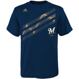 adidas Youth Milwaukee Brewers Laser Field Short Sleeve T Shirt   Size Medium