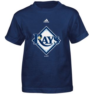 adidas Youth Tampa Bay Rays Team Logo Short Sleeve T Shirt   Size 5.6, Navy