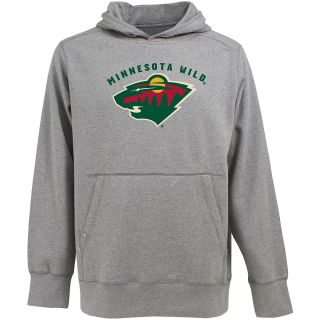 Antigua Mens Minnesota Wild Signature Hood Applique Gray Pullover Sweatshirt  