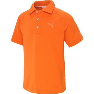 PUMA Boys Solid Tech Short Sleeve Golf Polo   Size Small, Orange
