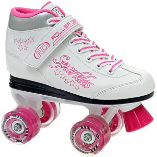 Roller Derby Sparkle Girls Lighted Wheel Quad Skate   Size 4, White/pink (1969 