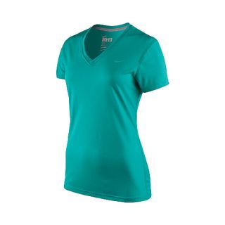 NIKE Womens Legend V Neck T Shirt   Size XS/Extra Small, Turbo Green/grey