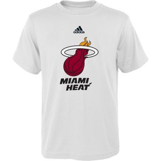 adidas Youth Miami Heat Primary Logo Short Sleeve T Shirt   Size Large, White