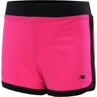 NEW BALANCE Girls Essential Shorts   Size Medium, Pink/black