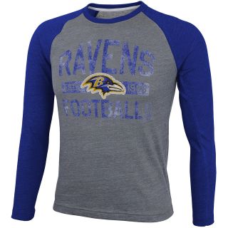 NFL Team Apparel Youth Baltimore Ravens Tri Blend Raglan Long Sleeve T Shirt  
