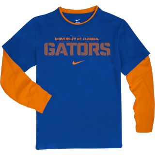 NIKE Youth Florida Gators Dri FIT 2 Fer Long Sleeve T Shirt   Size Xl, Royal